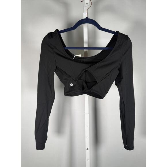 NWT Halara Softlyzero Airy Cropped Long Sleeve Thumbhole Top Black Size XS - Picture 3 of 7